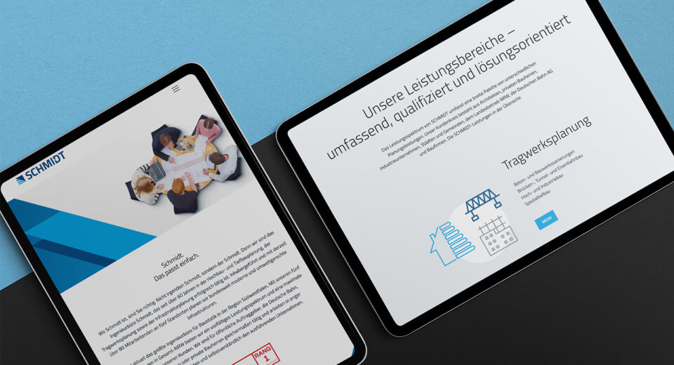 Website Schmidt auf Tablets