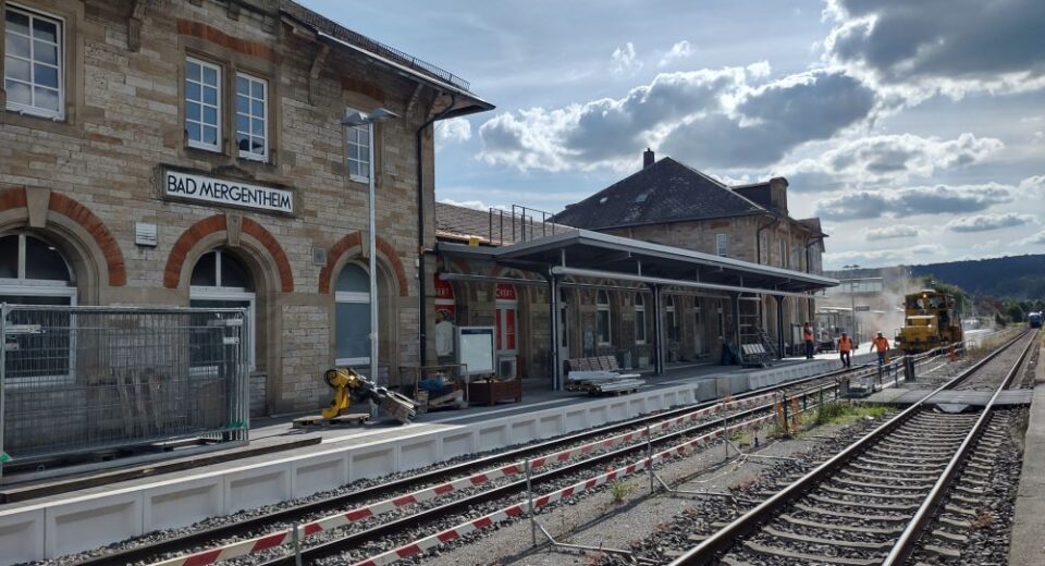 Gleisanlage am Bahnhof in Bad Mergentheim