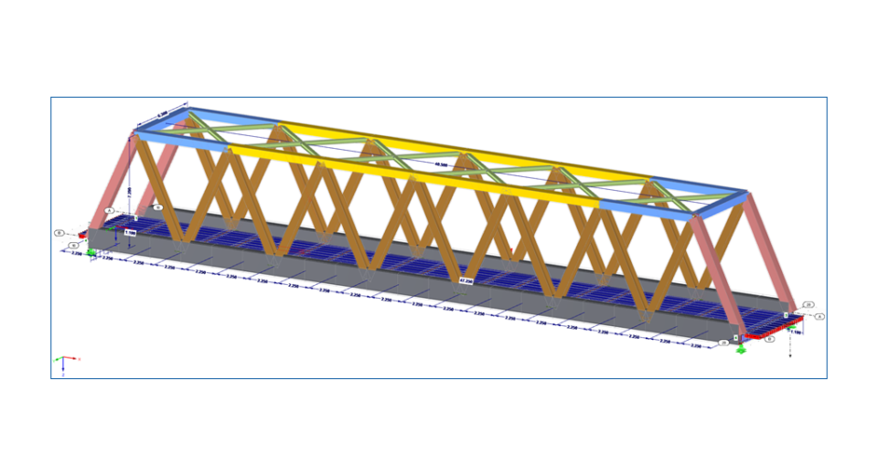 3-D-Zeichnung einer Fachwerkbrücke